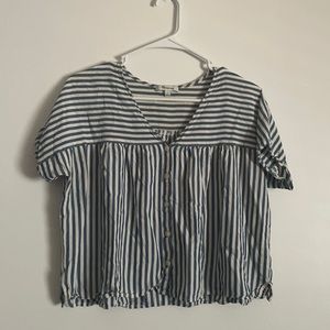Madewell Rhyme Button Front Top in Stripe Play Dark Lagoon
